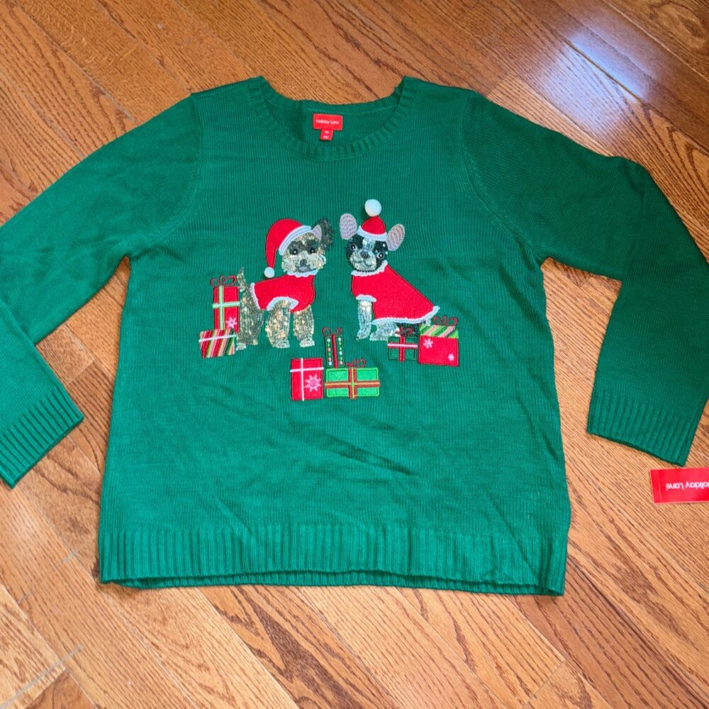 Holiday Lane Dog Christmas Sweater - Boston Terrier and Schnauzer - WOMEN'S XXL